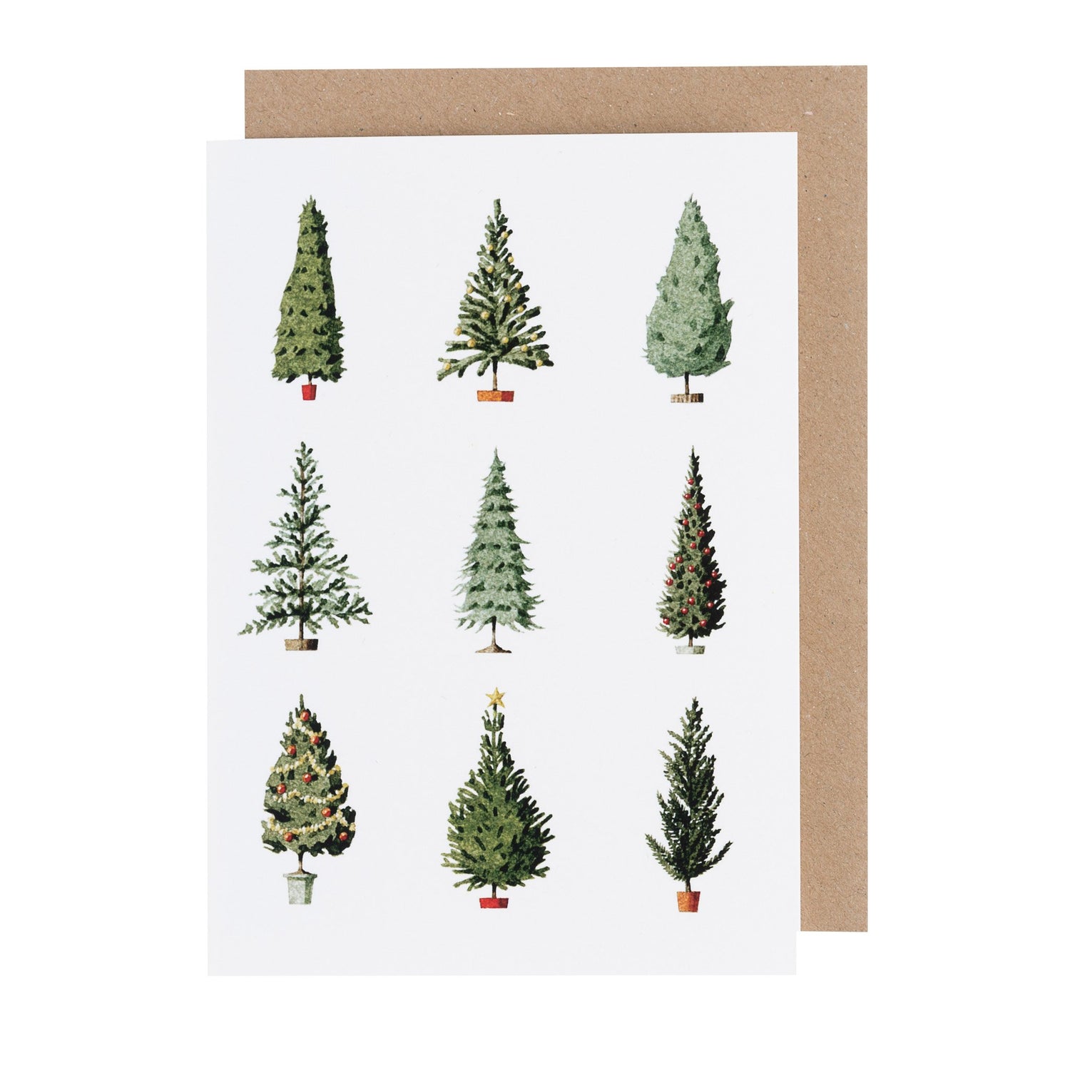 The Christmas Tree Greeting Card with the included kraft paper envelope.