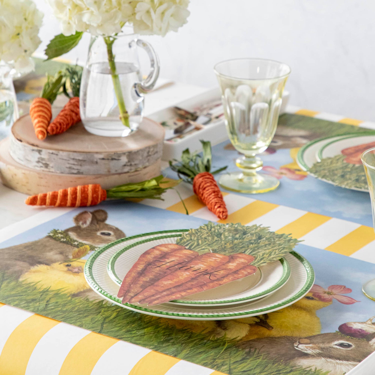 The Garden Gathering Placemat under a vibrant springtime table setting for two.