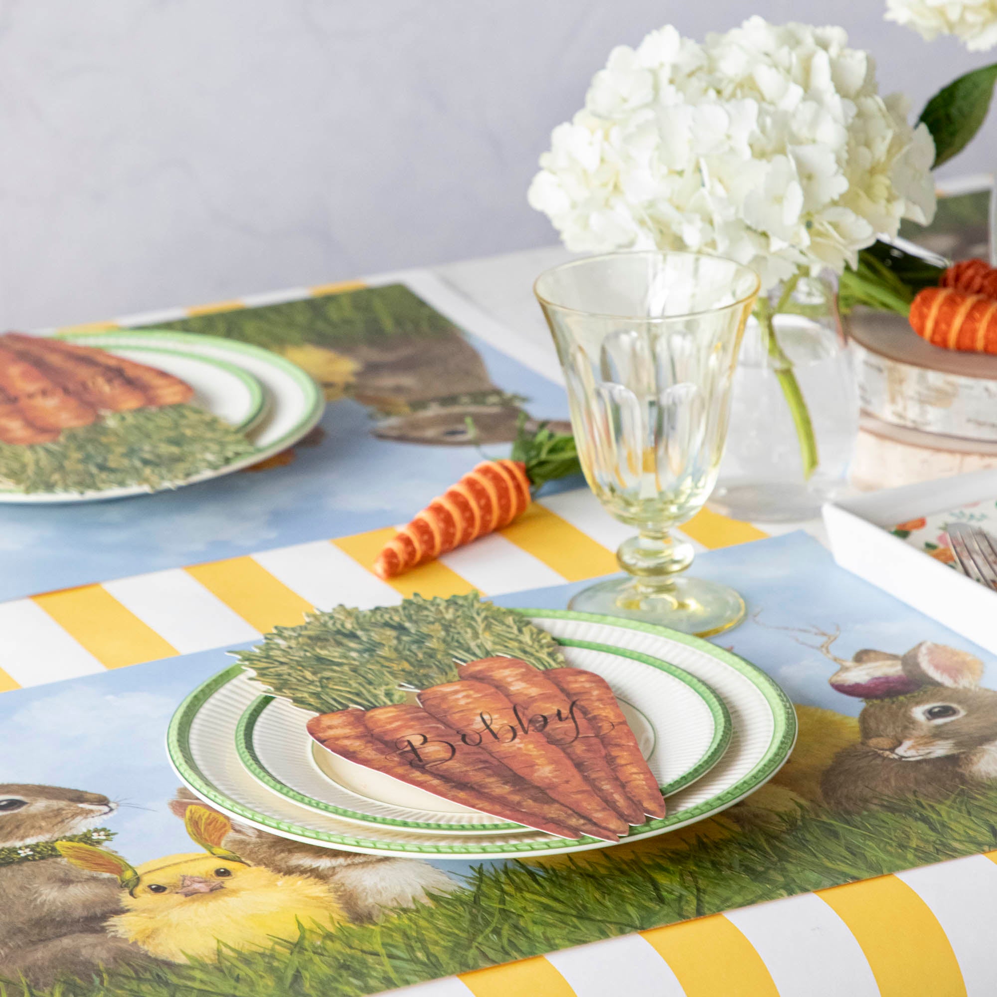 The Garden Gathering Placemat under a vibrant springtime table setting.