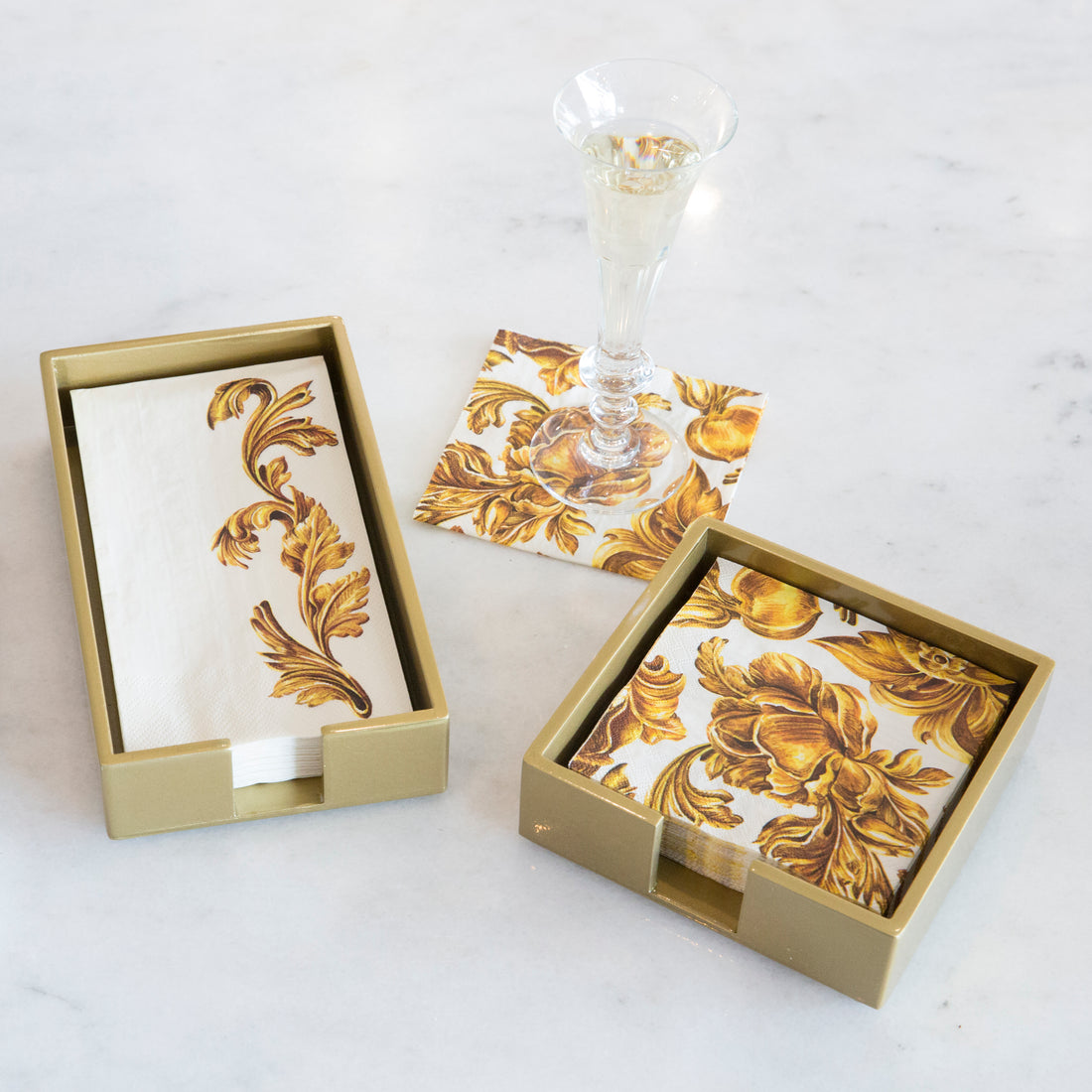 Beverage Napkin Caddy in Gold