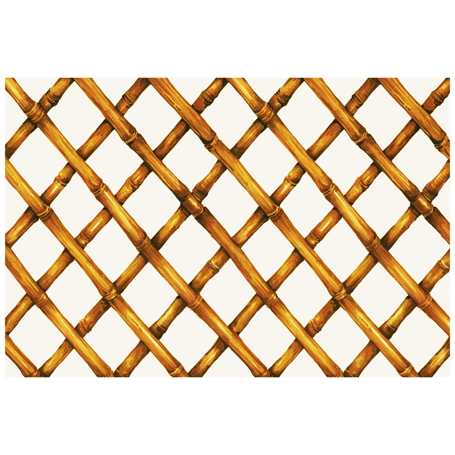 A diagonal woven bamboo pattern in dark tan on a white background.