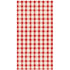 A rectangle guest napkin featuring painted gingham grid check pattern made of light red lines intersecting at red squares, on a white background.