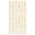 A rectangle, cream-colored guest napkin featuring twenty-four different colorful, lit birthday candles evenly spaced in four rows.