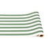 A paper roll with thick dark green and white stripes running down the length.