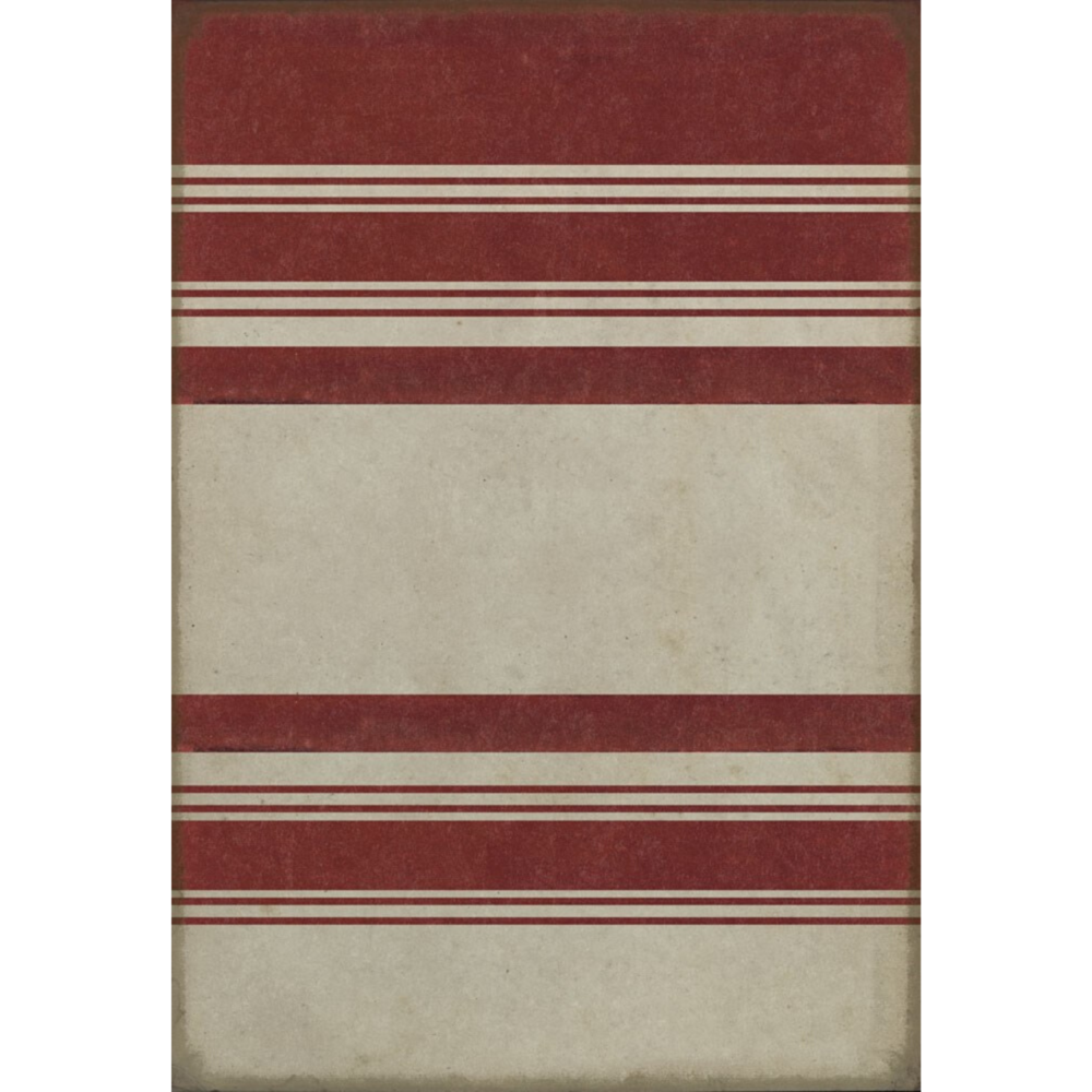 Organic Stripes Red &amp; White Vinyl Rug - Pattern 50