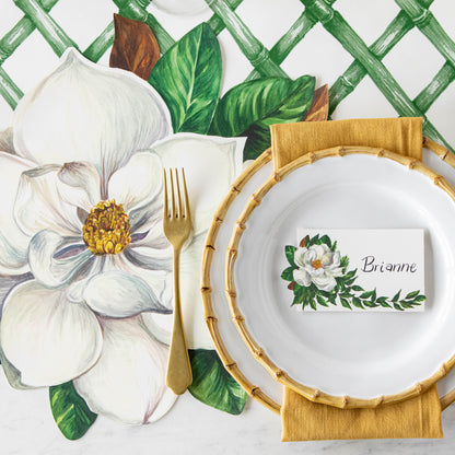 Hand-drawn, Hester &amp; Cook Die-Cut Magnolia Placemats.