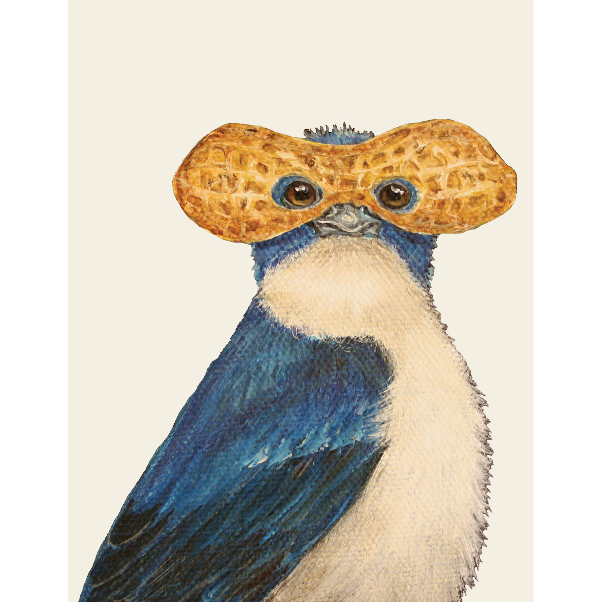 An artwork of a blue bird wearing a pair of goggles, inspired by Vicki Sawyer, featured on the Lance Card by Hester &amp; Cook.