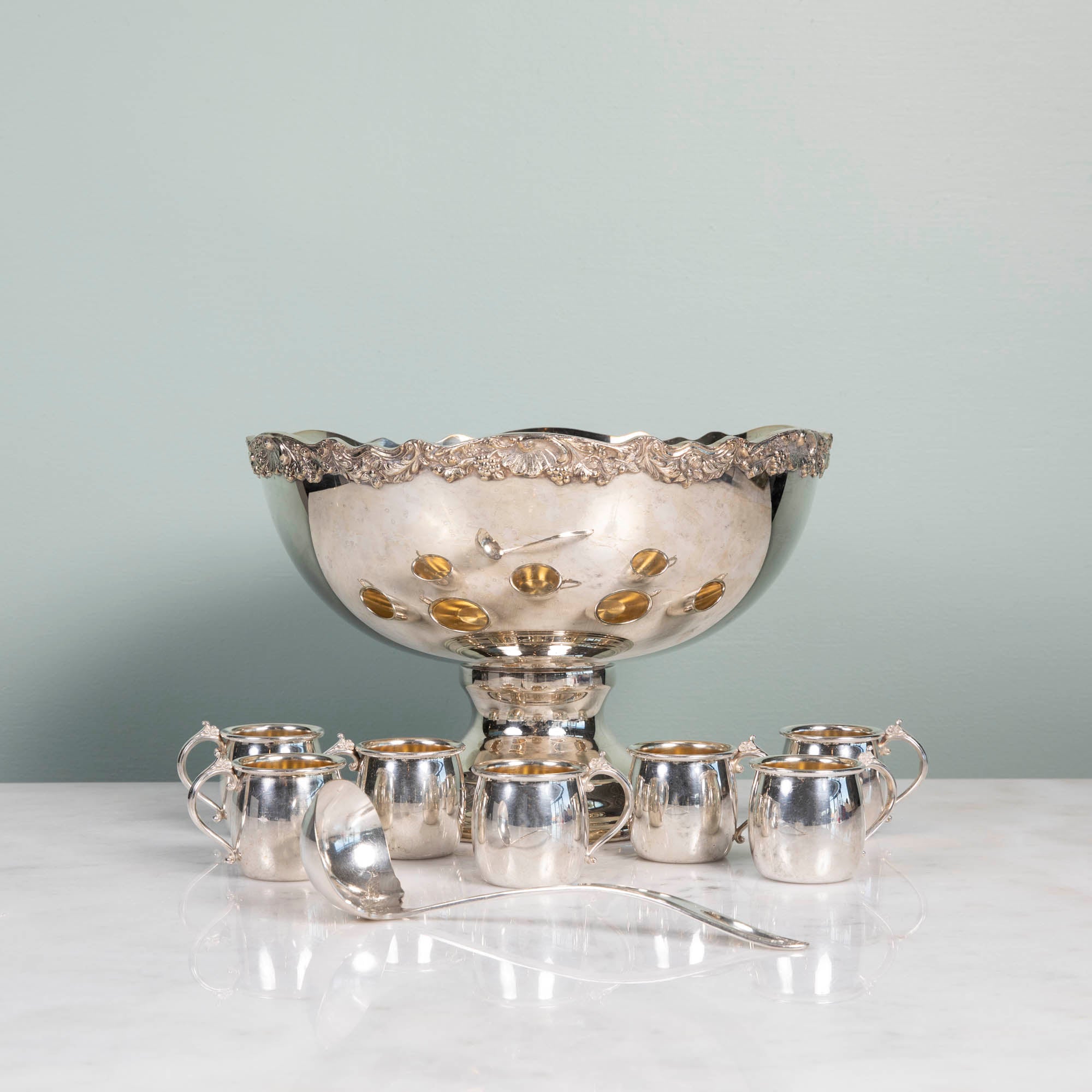 Vintage Silver-Plate Punch Bowl Set