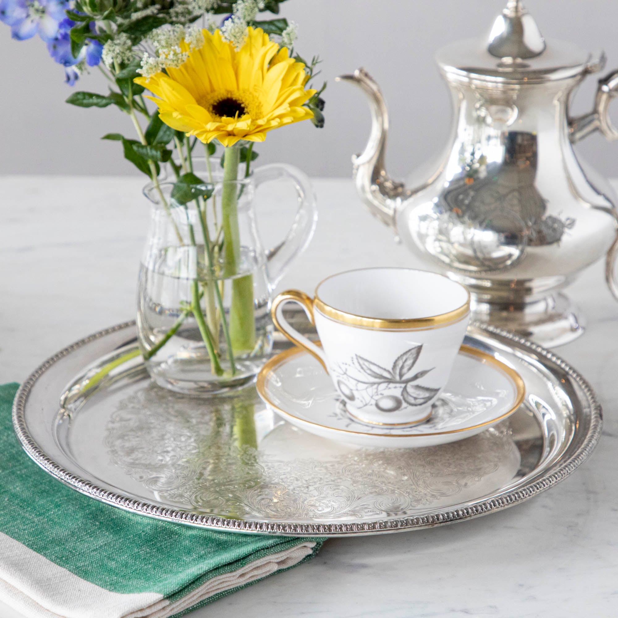 Vintage Silver-Plate Tea Tray