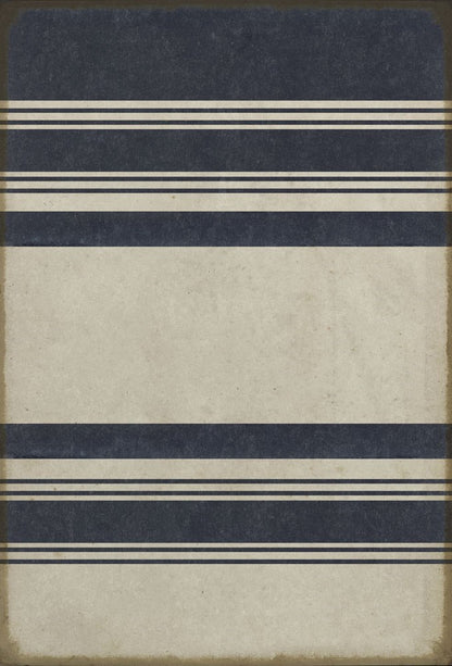 Organic Stripes Blue &amp; White Vinyl Rug - Pattern 50