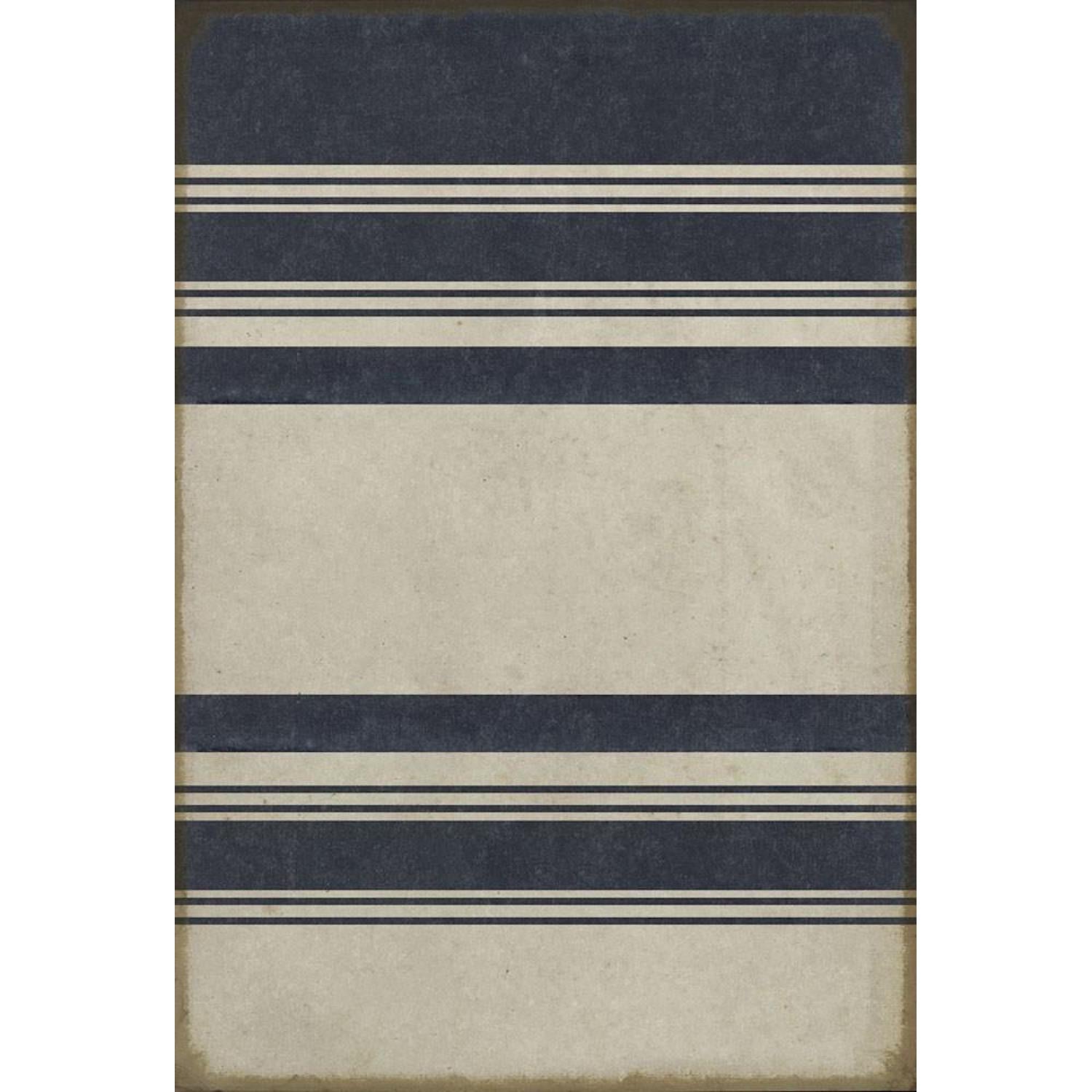 Organic Stripes Blue &amp; White Vinyl Rug - Pattern 50