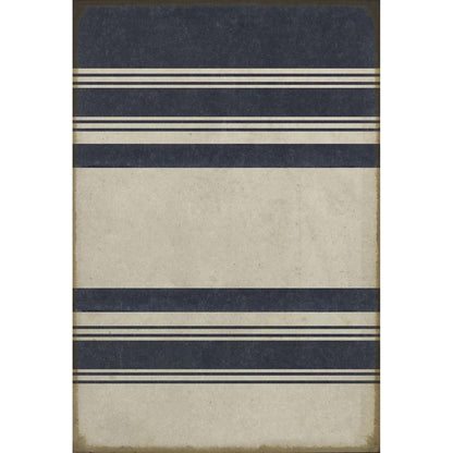 Organic Stripes Blue &amp; White Vinyl Rug - Pattern 50