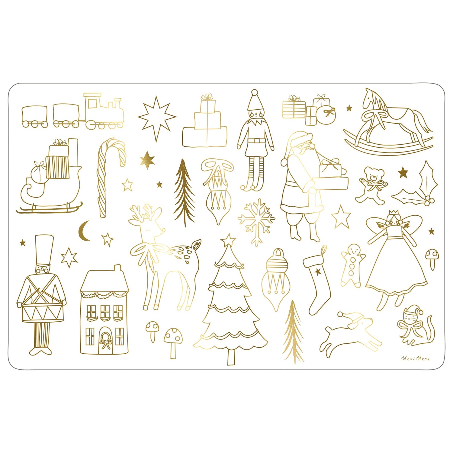 Christmas Coloring Placemat with images of holiday ephemera 