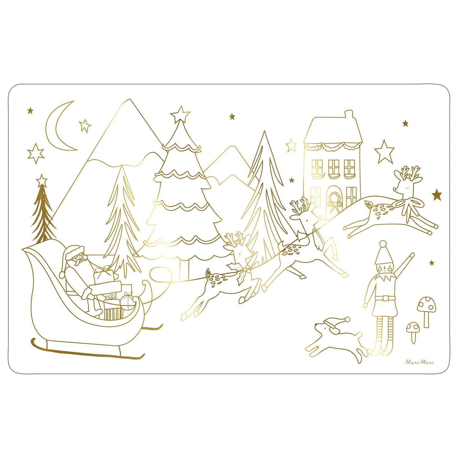 Christmas Coloring Placemat with image of Santa&