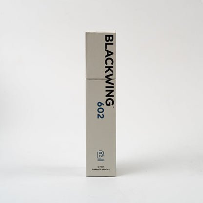 A box of Blackwing 602 pencils (Set of 12) with graphite core against a white background.