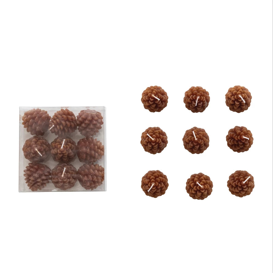 Pinecone Shaped Tealights, Set of 9